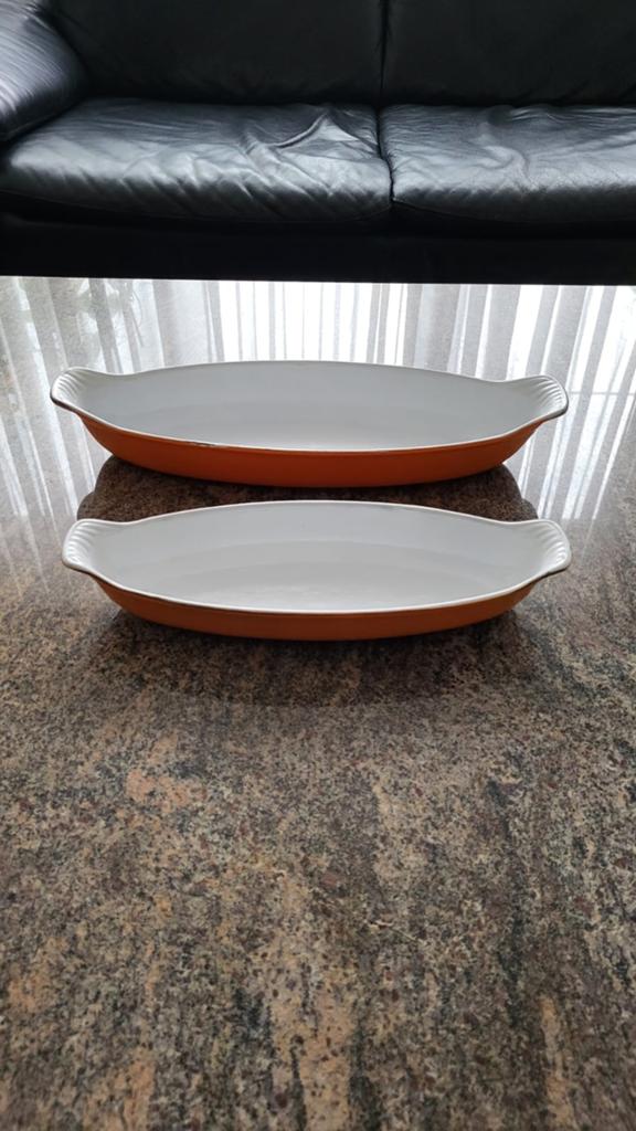 Beaux plats à four/plats à four vintage en fonte DRU, Enlèvement ou Envoi