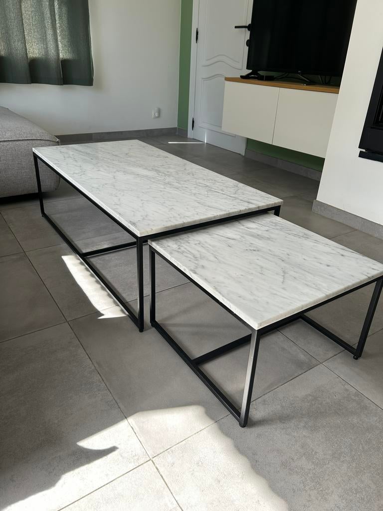 Juntoo salontafel carrara marmer, Huis en Inrichting, Tafels | Salontafels, Ophalen, Zo goed als nieuw