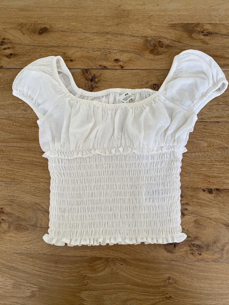 Ecru bloesje H&M, Kinderen en Baby's, Kinderkleding | Maat 140, Gebruikt, Meisje, H&M, Overhemd of Blouse