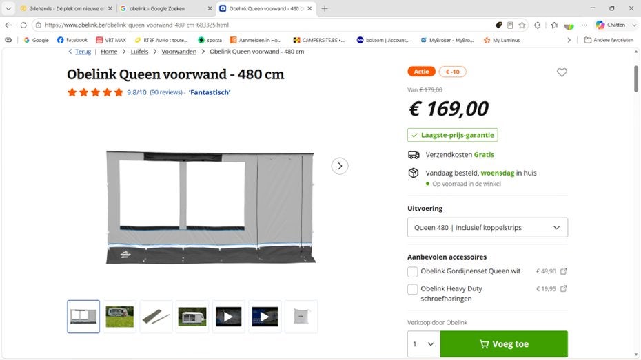 Obelink queen voorwand, Ophalen, Zo goed als nieuw, PVC, Overige merken