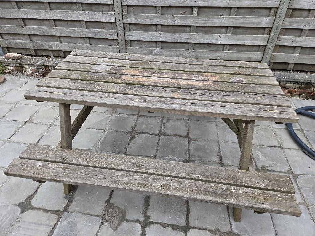 Picknick bank, Tuin en Terras, Picknicktafels, Ophalen, Gebruikt, Rechthoekig, Hout