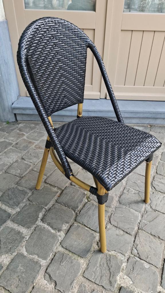 24 horeca bistro frans terras stoel alu bamboo wicker ZGAN!, Tuin en Terras, Ophalen of Verzenden, Zo goed als nieuw, Kunststof