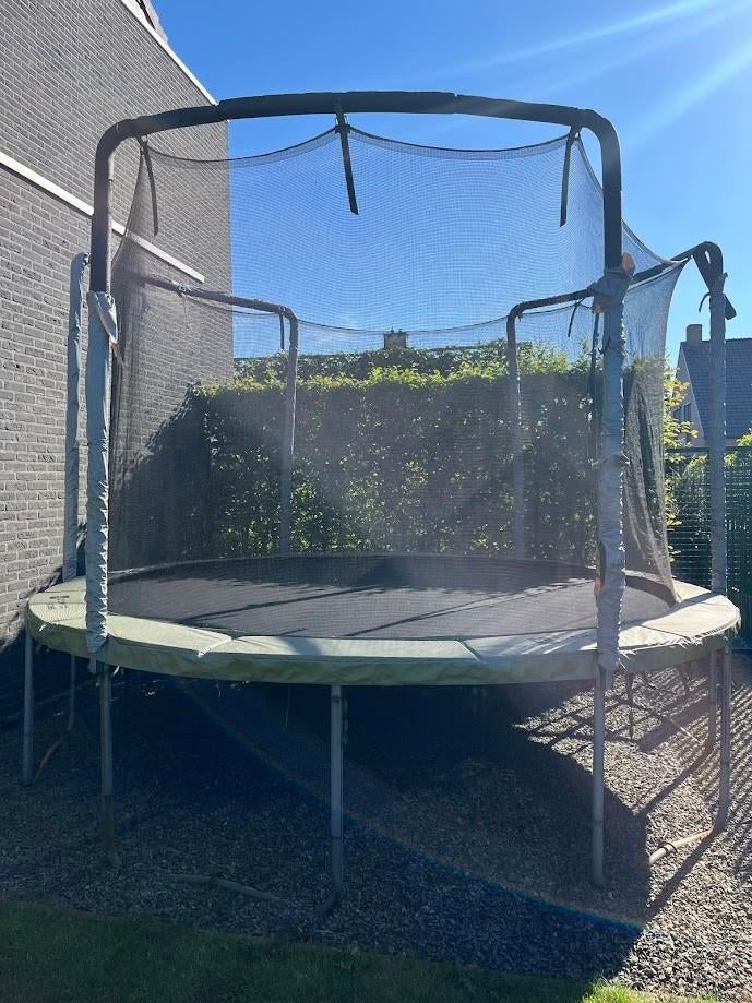 TRAMPOLINE DOMYOS 365-zelf te demonteren -met trapje/net, Enlèvement, Utilisé