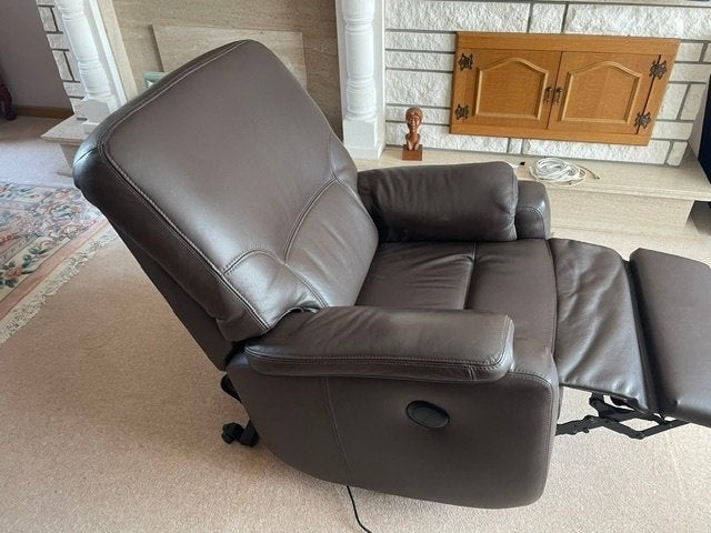 Elektrische relaxzetel 1-persoon in leder, 100 à 125 cm, Klassiek, Comme neuf, Enlèvement