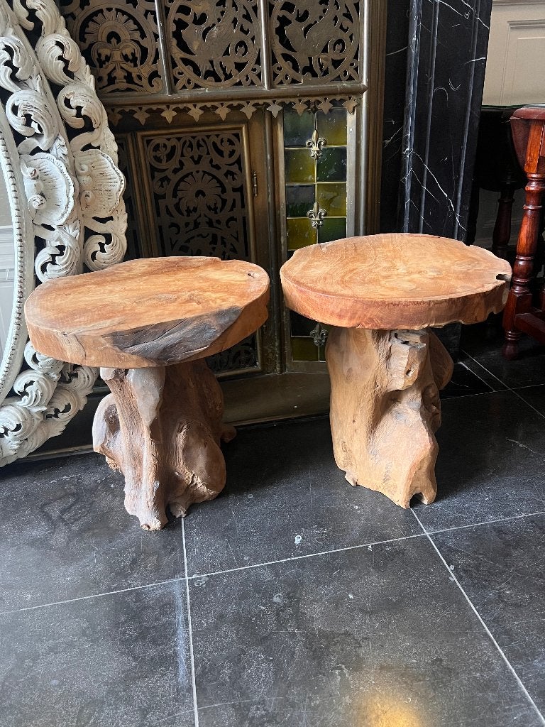 2 teak bijzettafeltjes, Ophalen, Hout