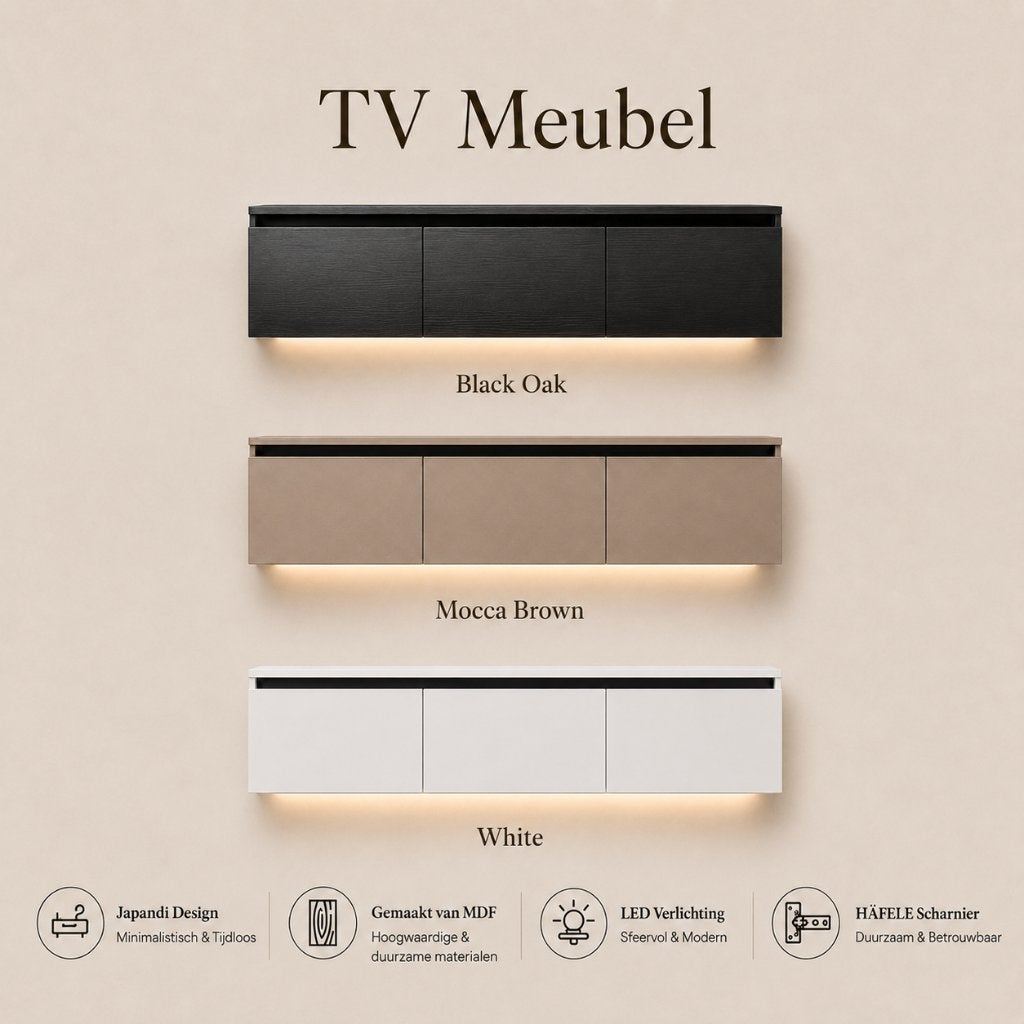 Meuble TV moderne - 180 ou 240 cm, Neuf, 25 à 50 cm, 200 cm ou plus, Info@auropan.com