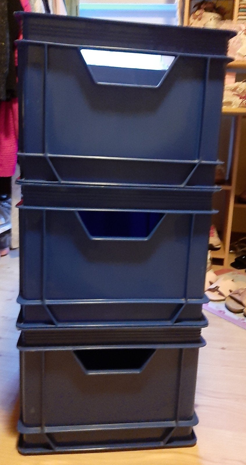 lot de 3 bacs de rangement bleu, Moins de 35 cm, Enlèvement, Utilisé, Moins de 50 cm