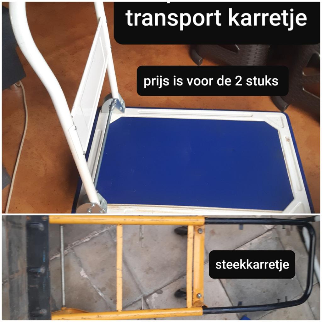 2 TRANSPORTKARRETJES. (prijs is voor de 2 samen), Ophalen