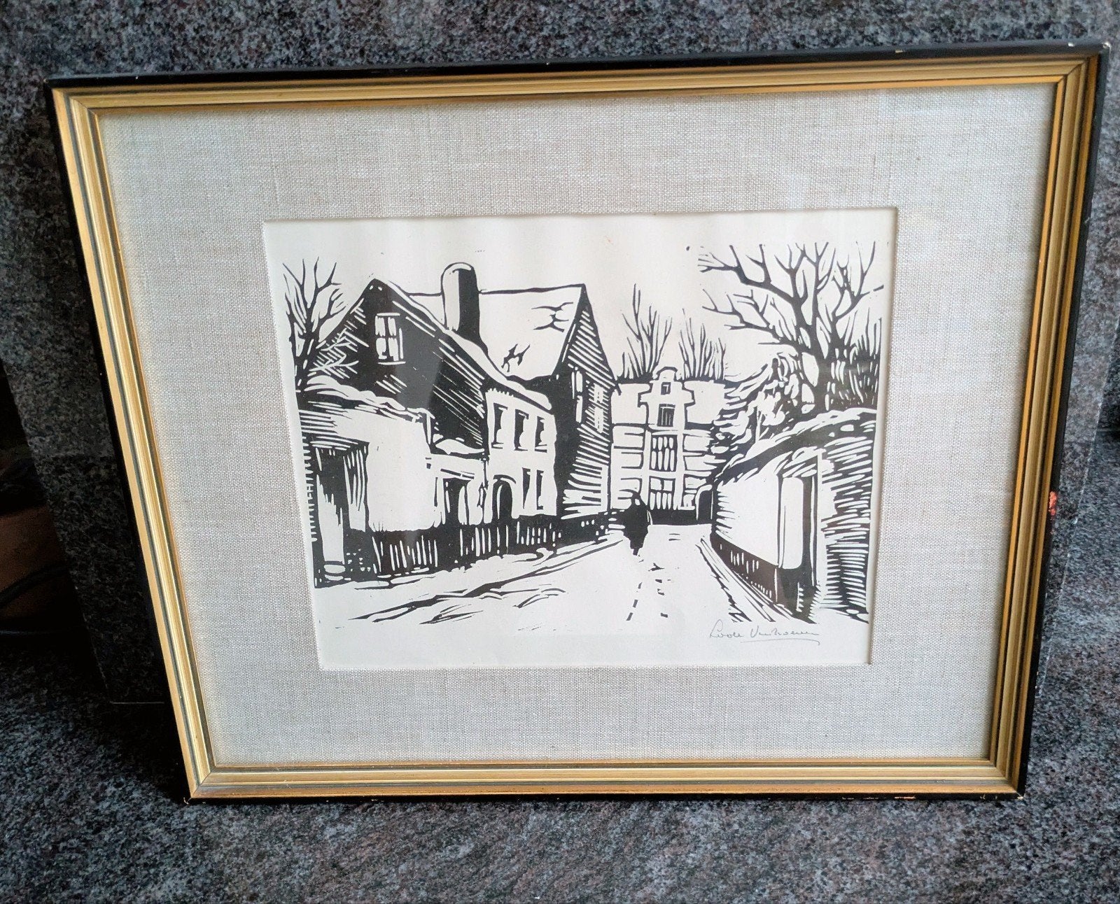 Litho van Lode Verhoeven begijnhof Lier, Ophalen of Verzenden