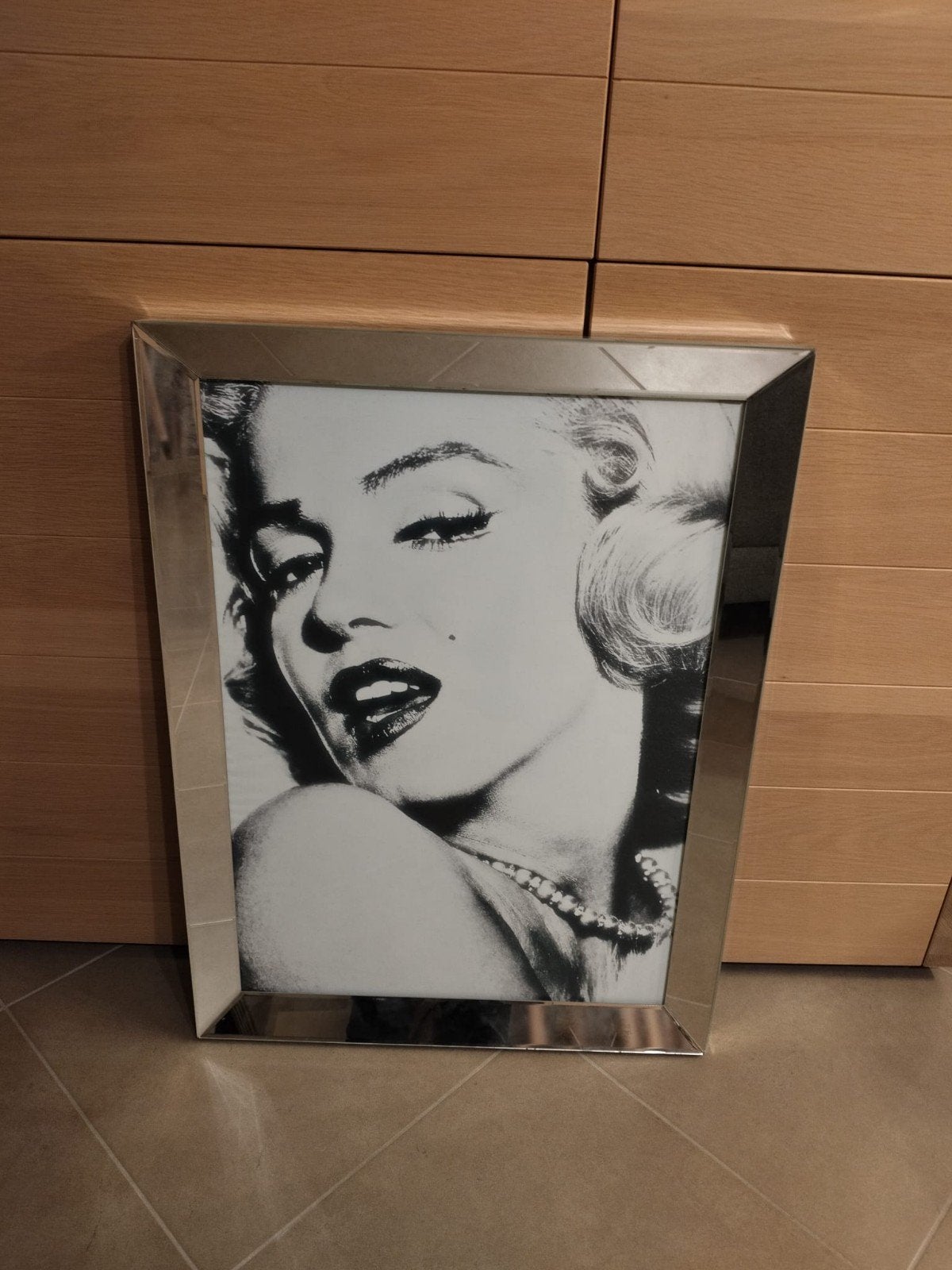 Grote zilveren kader met foto Marilyn Monroe, Ophalen