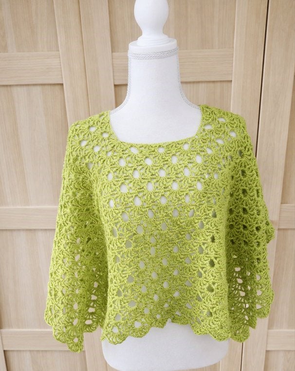 poncho vert pistache au crochet, Vêtements | Femmes, Blouses & Tuniques, Vert, Les créations de faby, Envoi, Taille 42/44 (L)