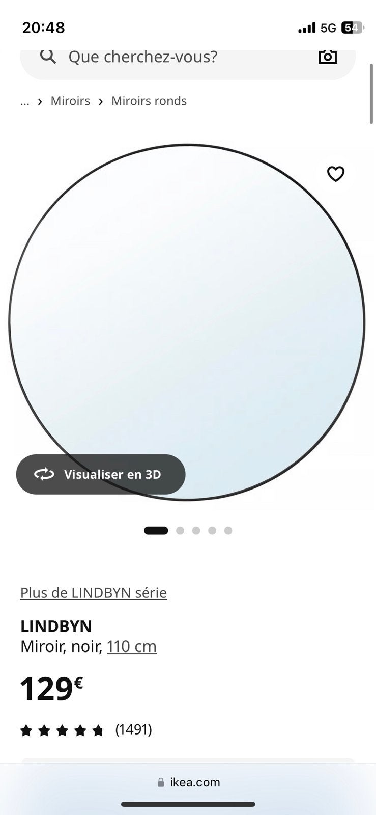 Miroir rond Ikea, Enlèvement, Utilisé, Rond