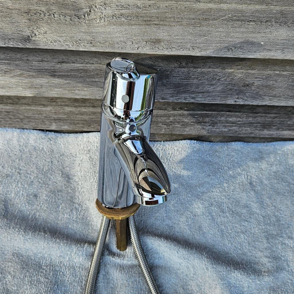 2 lavabo kranen te koop, Ophalen, Zo goed als nieuw, Inox, Wastafel
