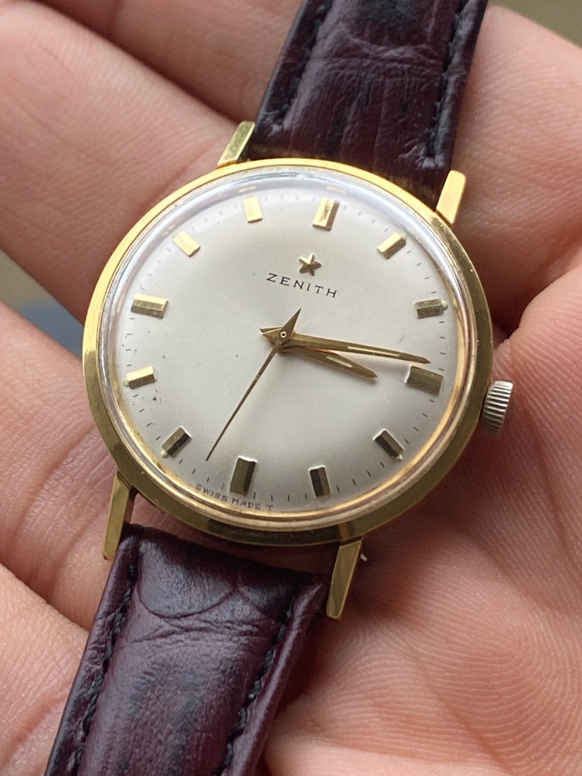 Remontoir à main Zenith Stellina Vintage, Montre-bracelet, Autres marques, Enlèvement ou Envoi, Cuir