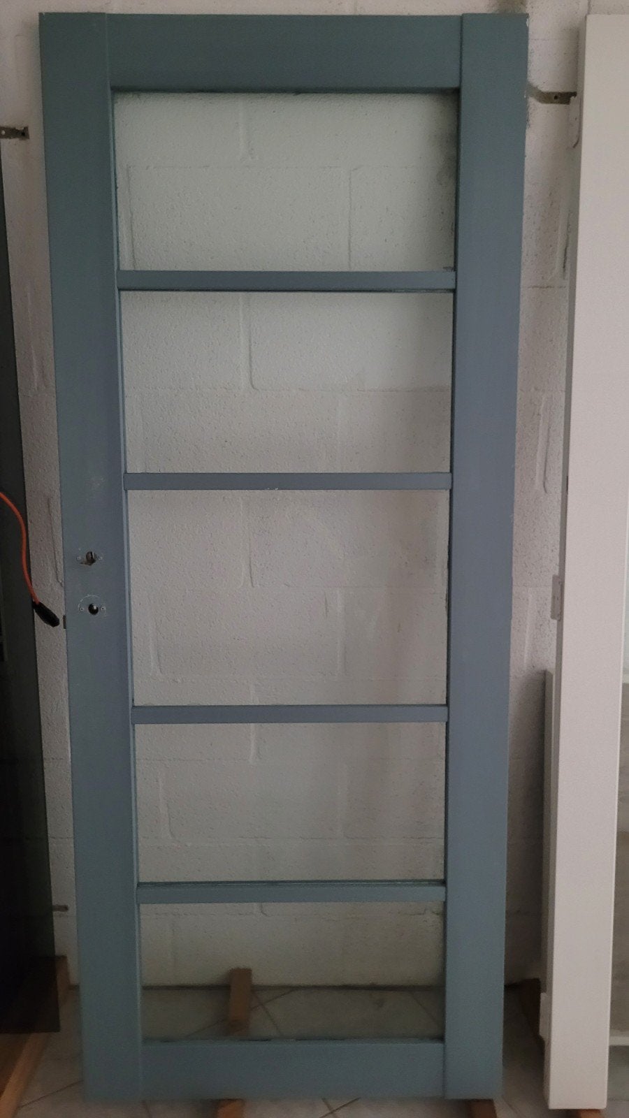 Binnendeur grijs met veiligheidsglas, Ophalen