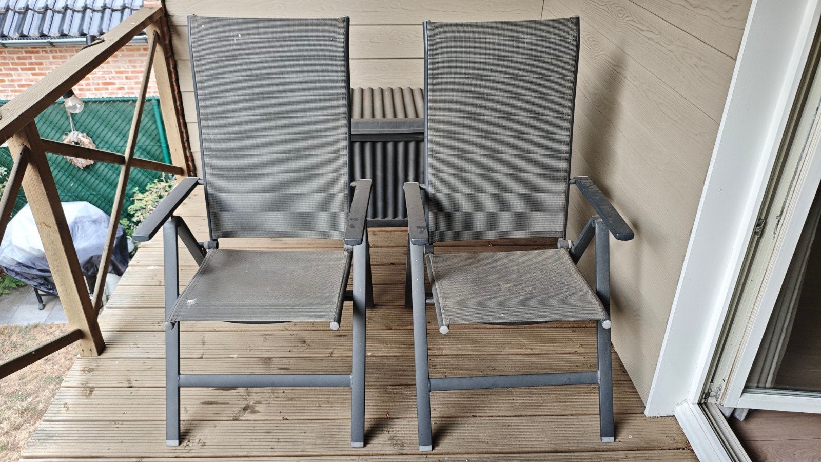 2 tuinstoelen, Ophalen, Gebruikt, Metaal, Inklapbaar