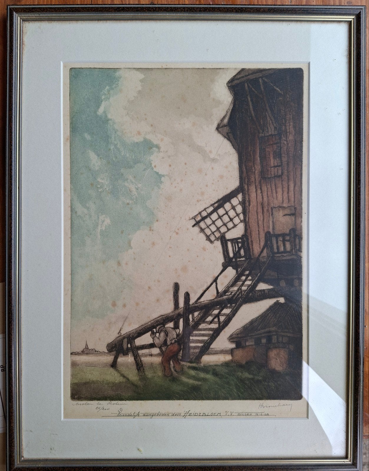 Molen van Rotem - ets van Oscar Bronckaers 1948, Ophalen, Ets