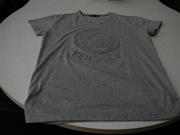 Mooi Tshirt Versace M, Maat 38/40 (M), Ophalen of Verzenden, Grijs, Gedragen