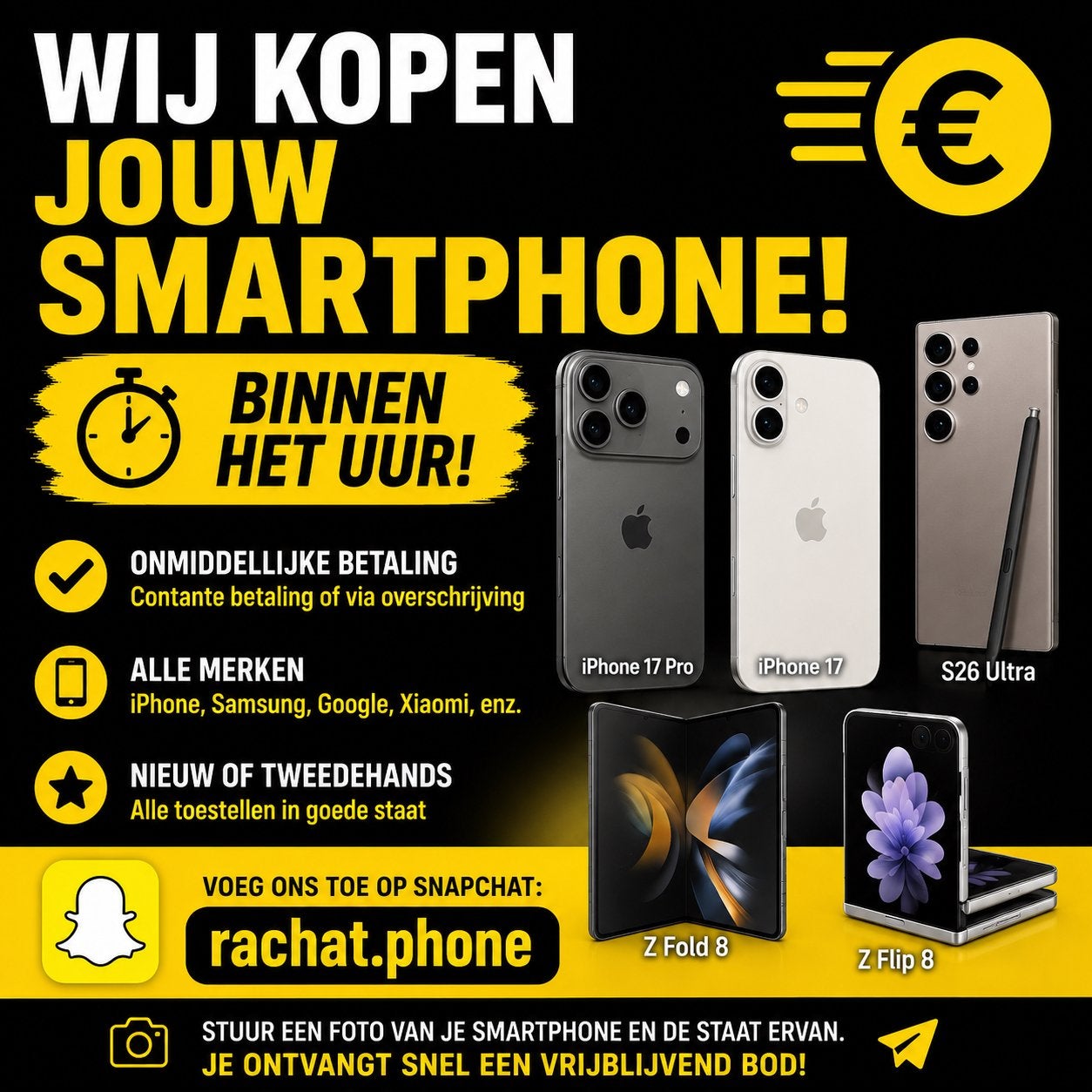 ✅ GEZOCHT IPHONE 17 Pro/Max SAMSUNG S26 Ultra Export ✅, Télécoms, Enlèvement, Comme neuf