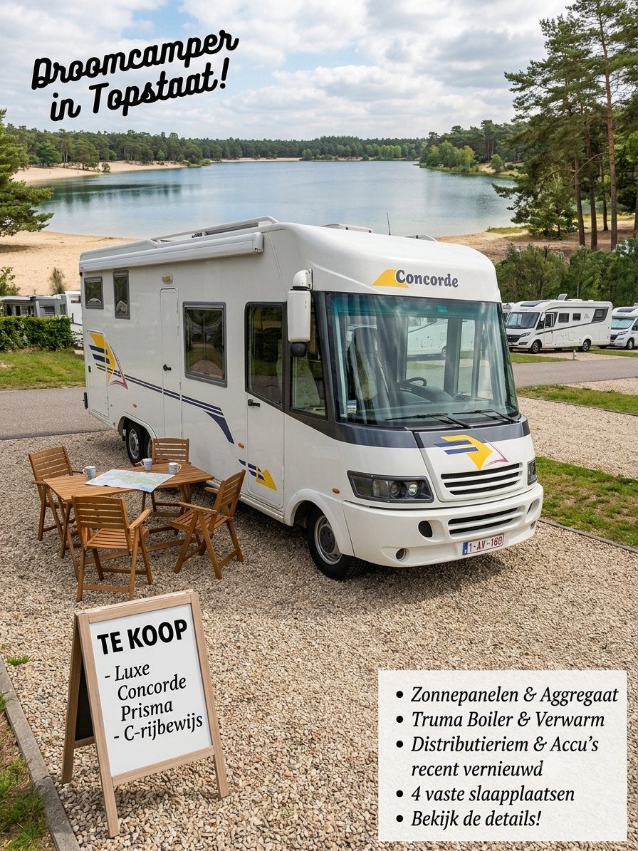 Luxe integraal Concorde Prisma C rijbewijs, Caravanes & Camping, Camping-cars, Toilette à cassette, Fiat, Boîte manuelle, Intégral