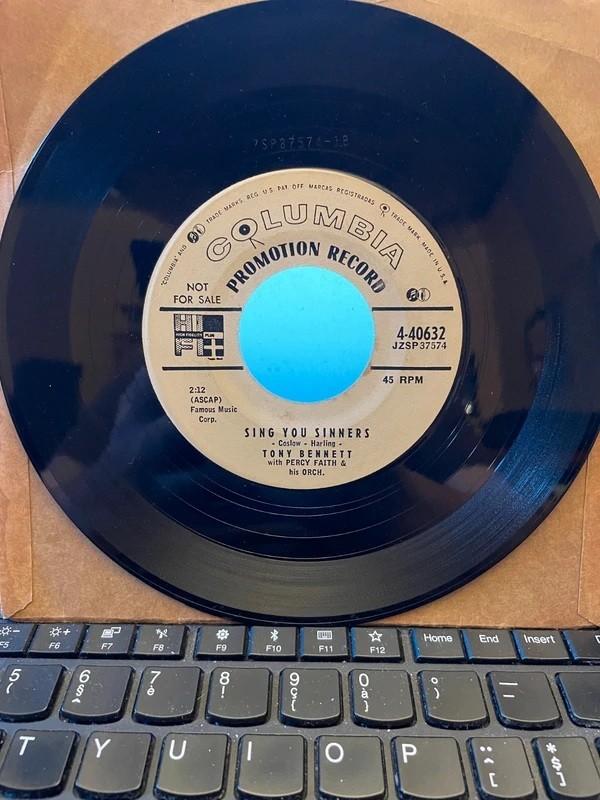 7" Tony Bennett - Sing Your Sinner - promo copy - US 1956, Envoi, 7 inch