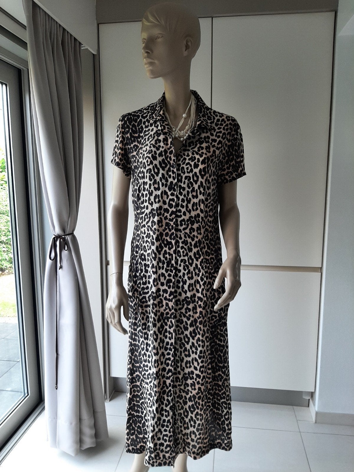robe longue à imprimé animalier/Pièce unique, Enlèvement ou Envoi, Taille 38/40 (M), Beige