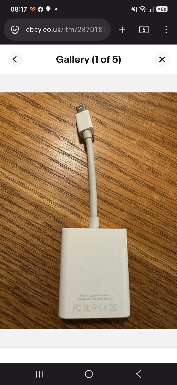 Genuine Apple A1307 Mini Display Port Thunderbolt to VGA Ada, Computers en Software, Ophalen of Verzenden
