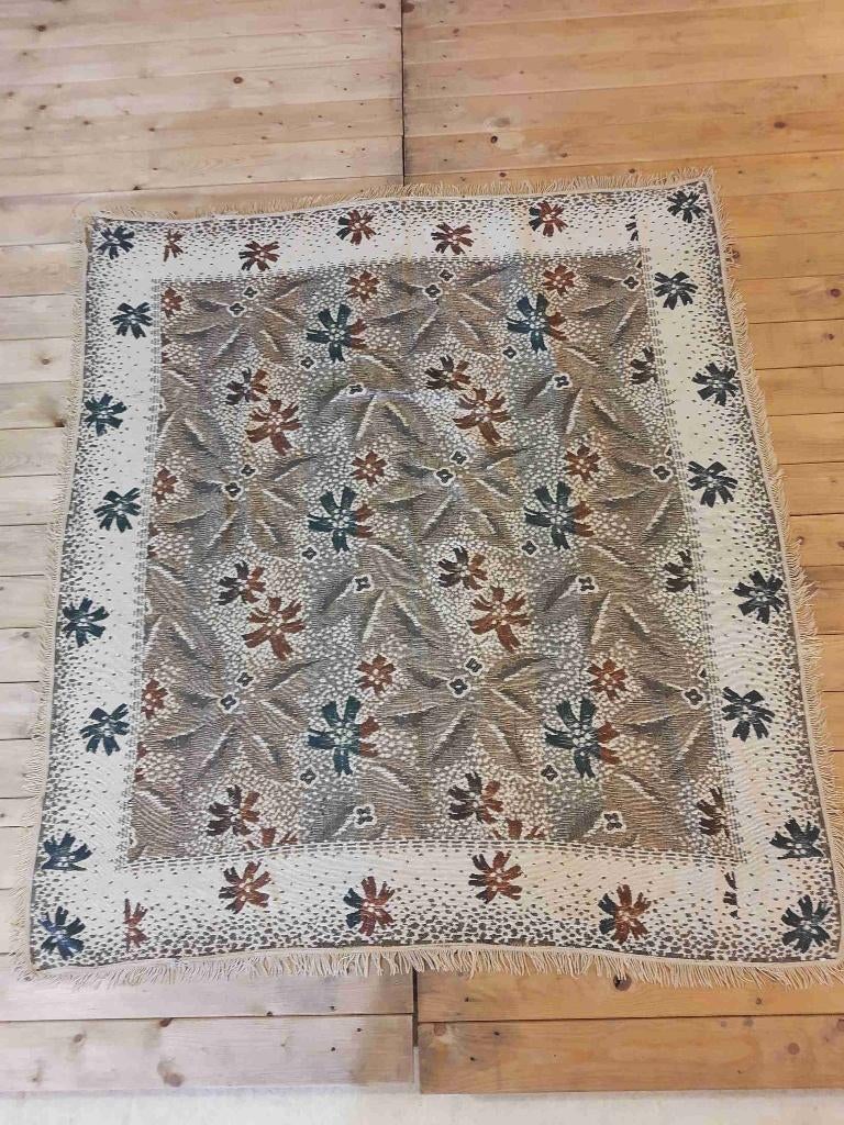 Vintage tafelkleed abstract dessin bruin groen 140/128, Ophalen of Verzenden, Gebruikt, Rechthoek
