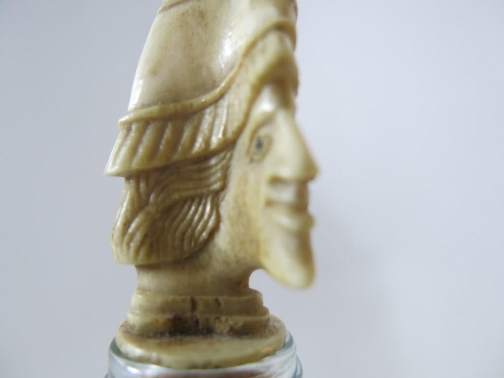 Snijwerk flessenstop  hertengewei ca 1850, Antiek en Kunst, Ophalen of Verzenden