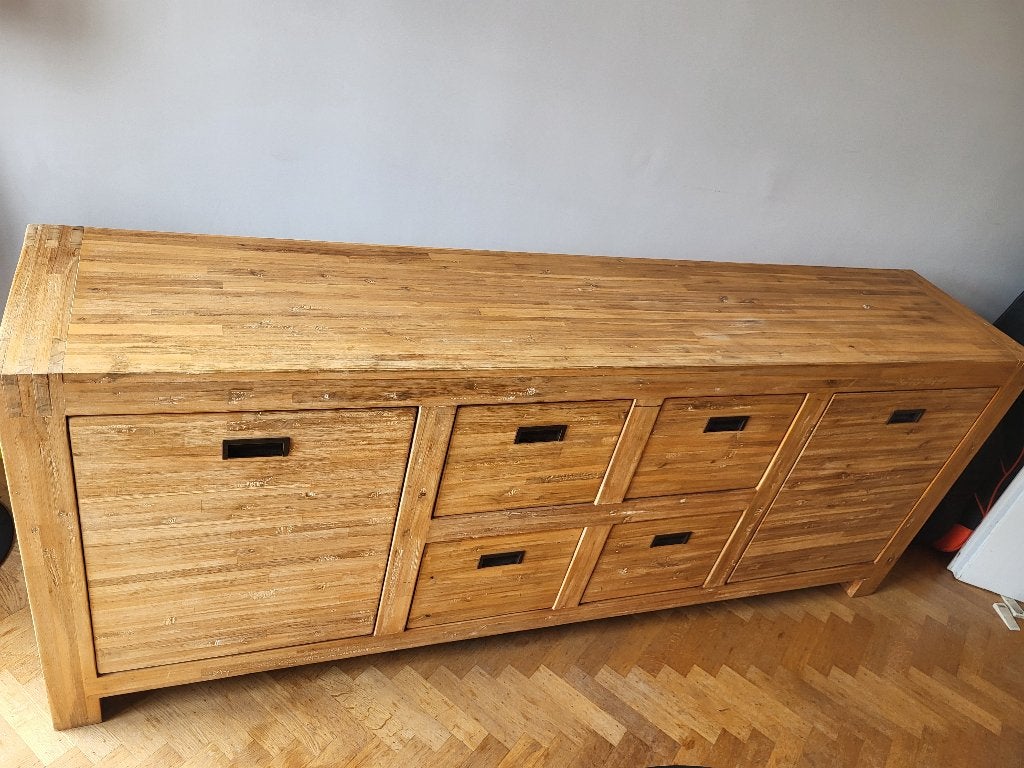 Design teakhouten buffetkast, Ophalen, Met lade(s), 150 tot 200 cm, Teakhout