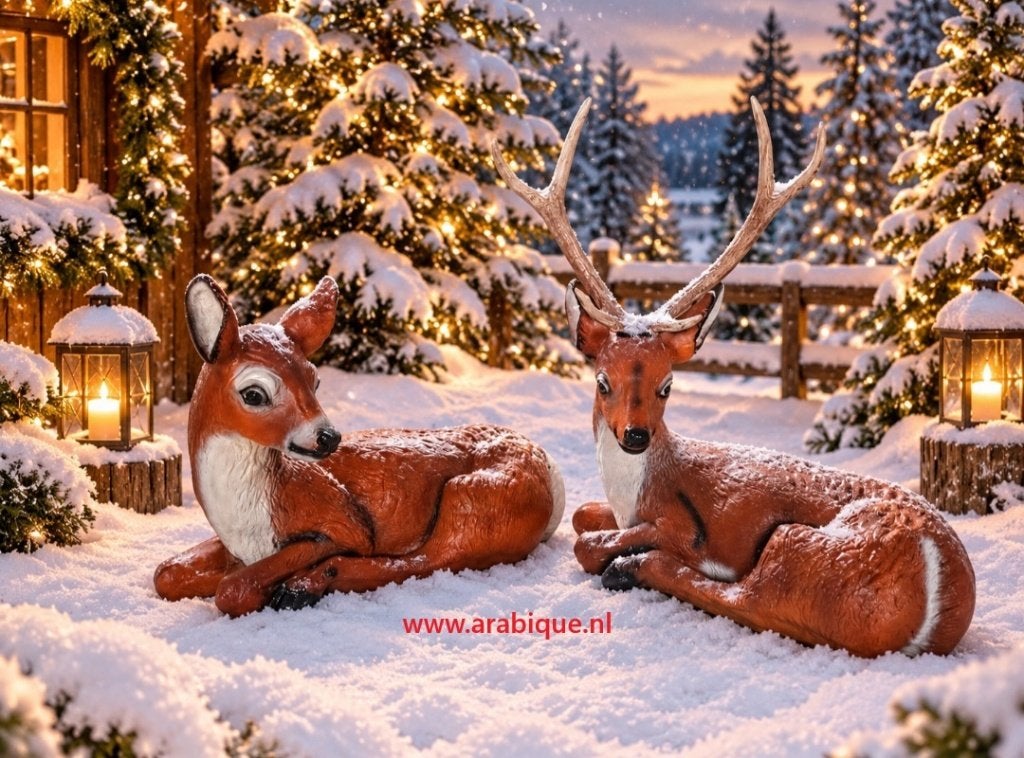 Kerst  hert  of kerstman of ree, Ophalen, Nieuw, Kunststof, Dierenbeeld