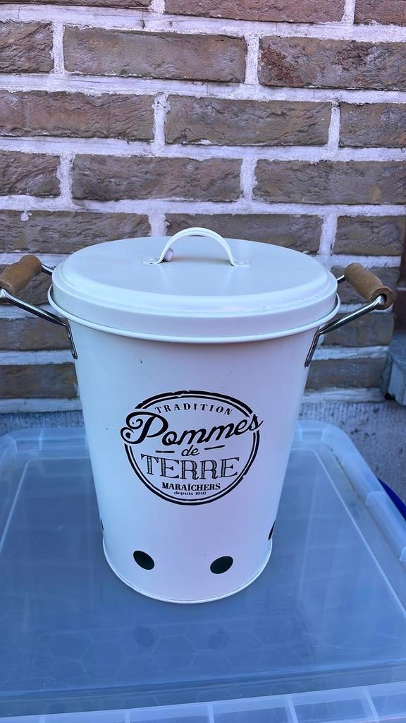 Aardappel emmer in metaal, Ophalen, Nieuw, Wit, Bus of Trommel