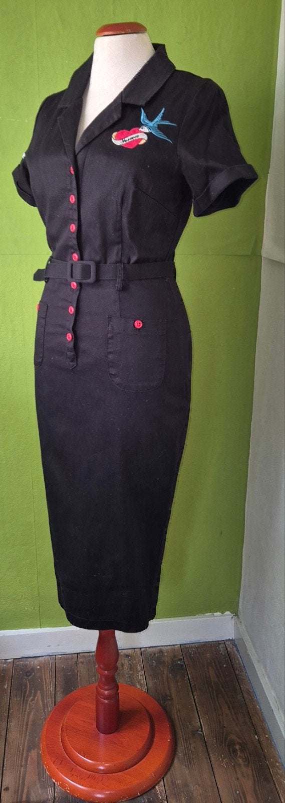 Zwarte jurk collectif London rockabilly xs, Kleding | Dames, Jurken, Maat 34 (XS) of kleiner, Ophalen of Verzenden