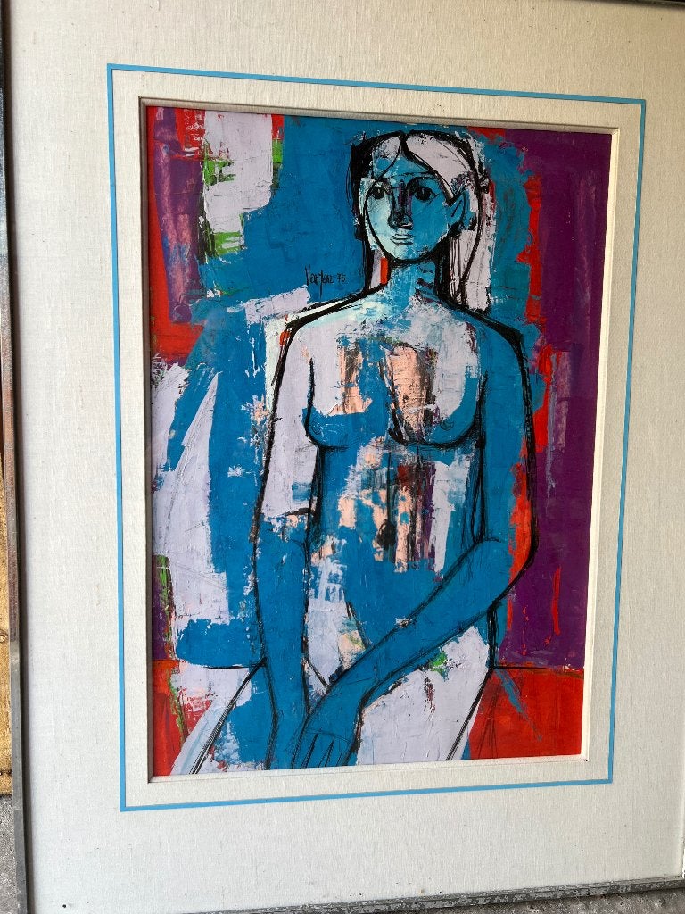 Schilderij, Antiquités & Art, Encadré, Portrait ou Personnes, Peinture acrylique, Expressionniste
