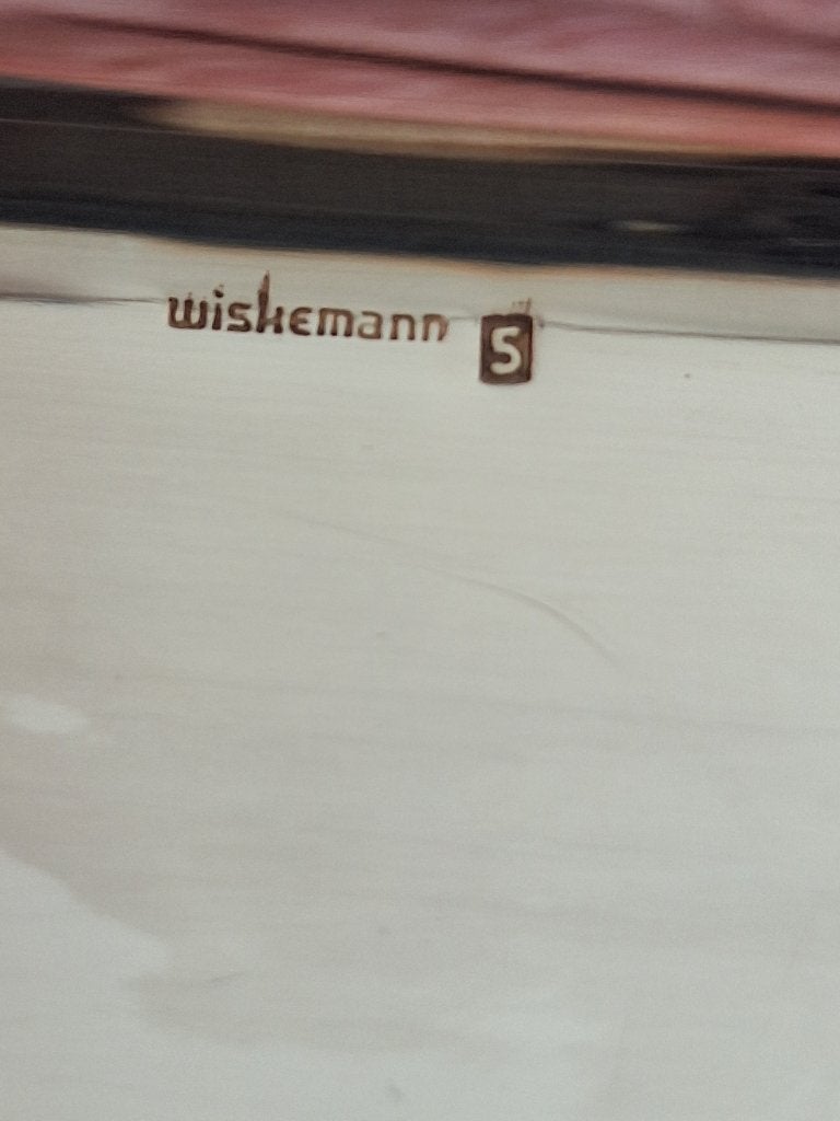 Zeldzame set 2 dienbladen in zilverkleurig metaal-Wiskemann, Antiek en Kunst, Ophalen, Zilver