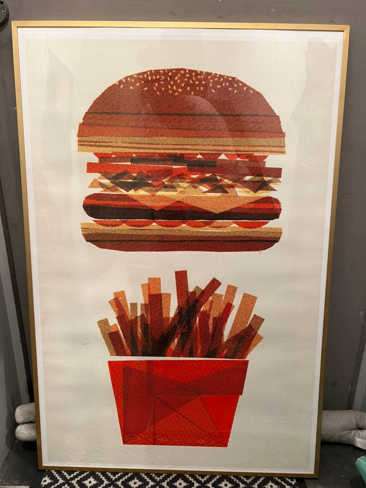 Kader friet en burger, Verzamelen, Ophalen, Zo goed als nieuw, Rechthoekig Staand, Met lijst