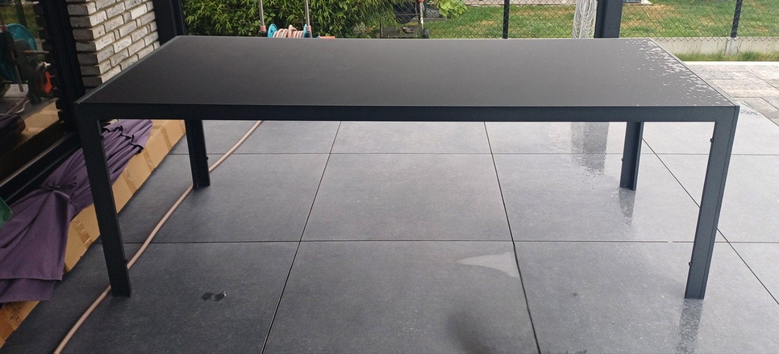 Table de jardin (aluminium + verre), Jardin & Terrasse, Bancs de jardin, Enlèvement, Comme neuf, Aluminium