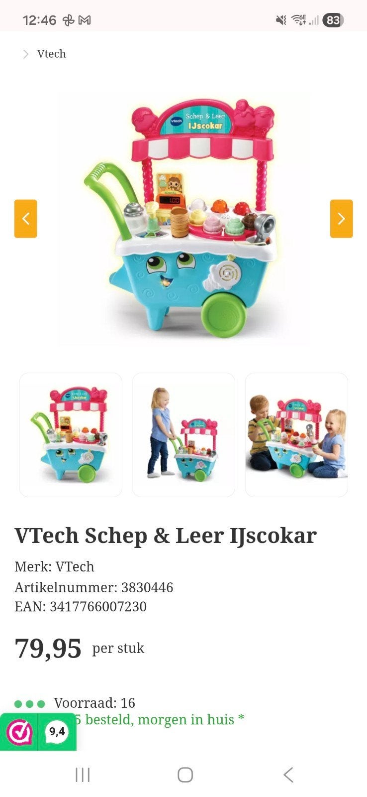 ijscokar Vtech, Kinderen en Baby's, Ophalen, Gebruikt, 4 tot 6 jaar