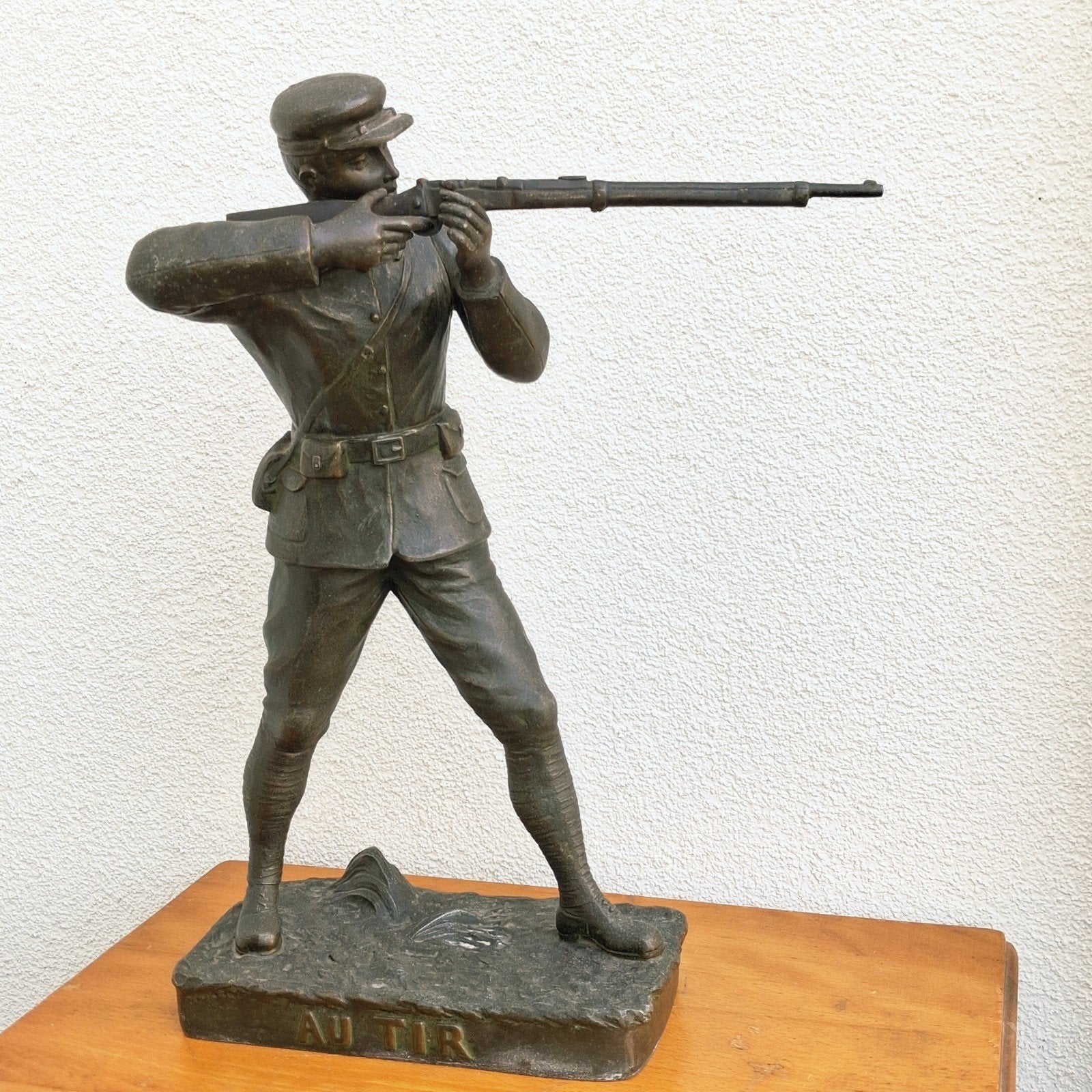 koperen standbeeld Henri Fugère AU TIR, Ophalen of Verzenden, Landmacht, Kunstobject