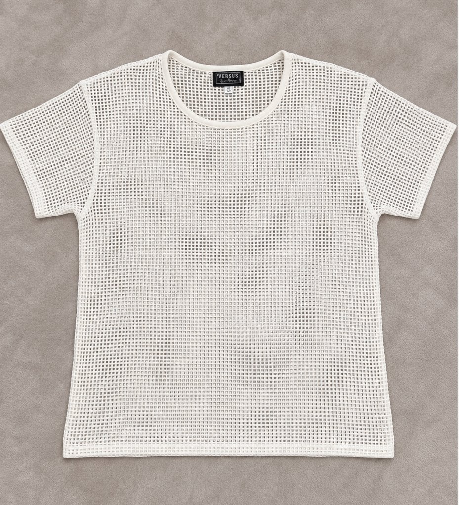 Vintage Versus Gianni Versace mesh top – 36/50, Maat 48/50 (M), Wit, Ophalen of Verzenden, Gedragen