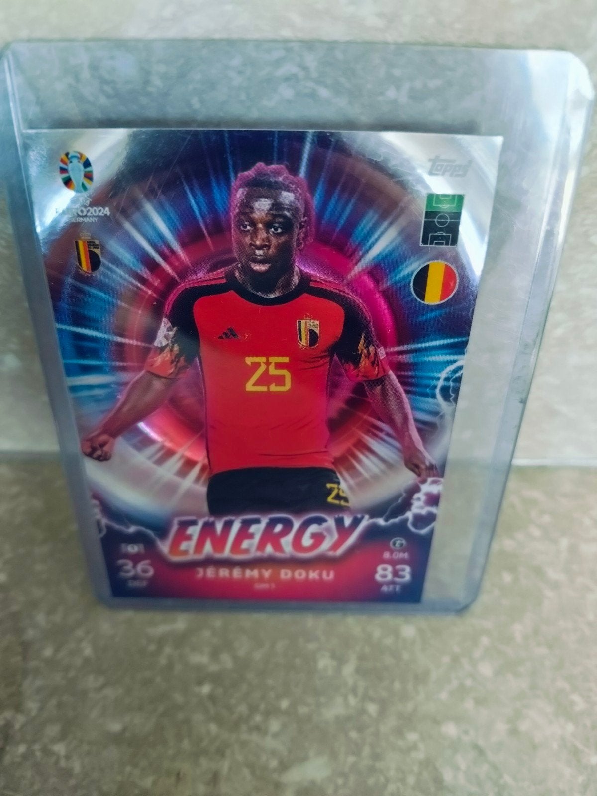Topps Euro 2024 Jeremy Doku België Energy kaart, Verzenden