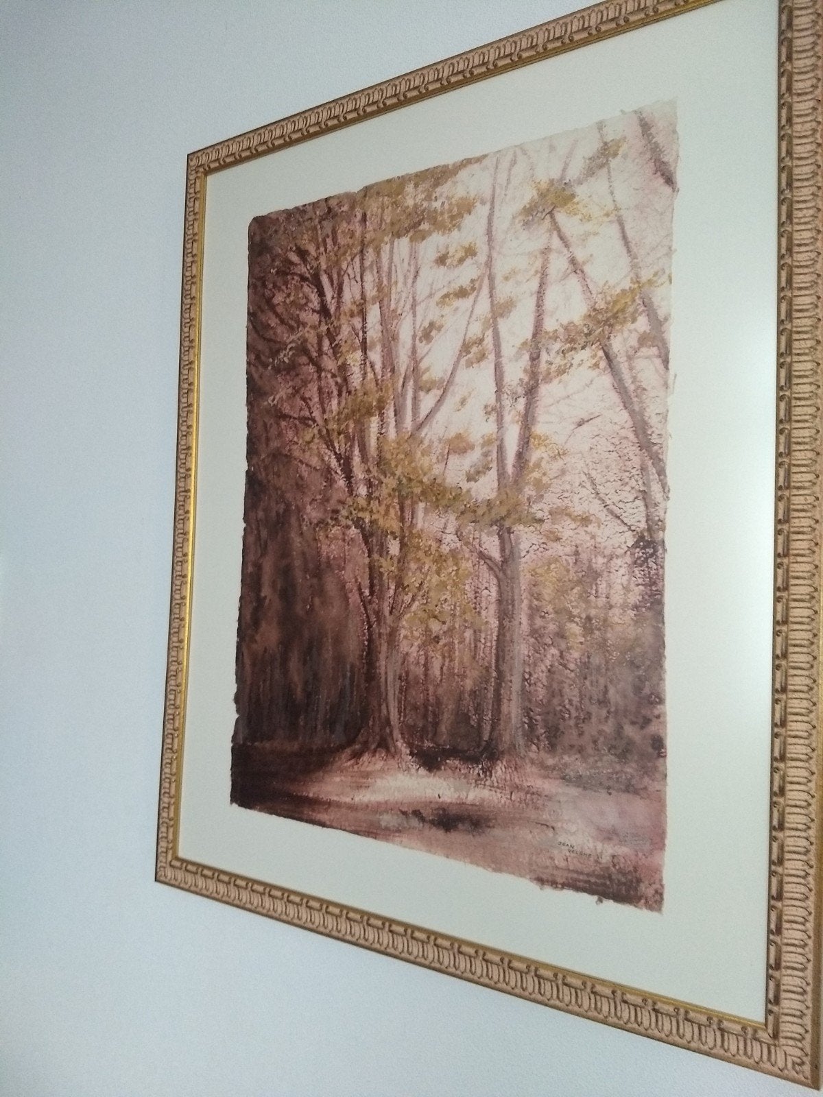 Herfstgloed, monochroom werk van kunstschilder Jean Velghe, Ophalen