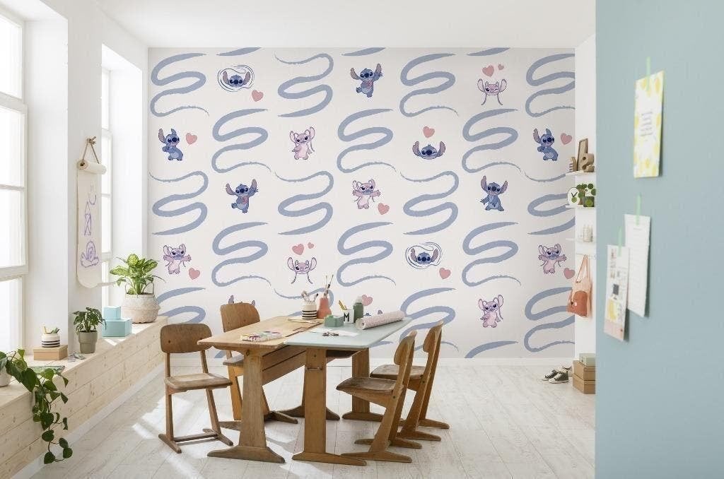 Stitch en Angel Vlies Behang - 300x250 - Gratis Verzending, Verzenden, Nieuw, Disney, Wanddecoratie
