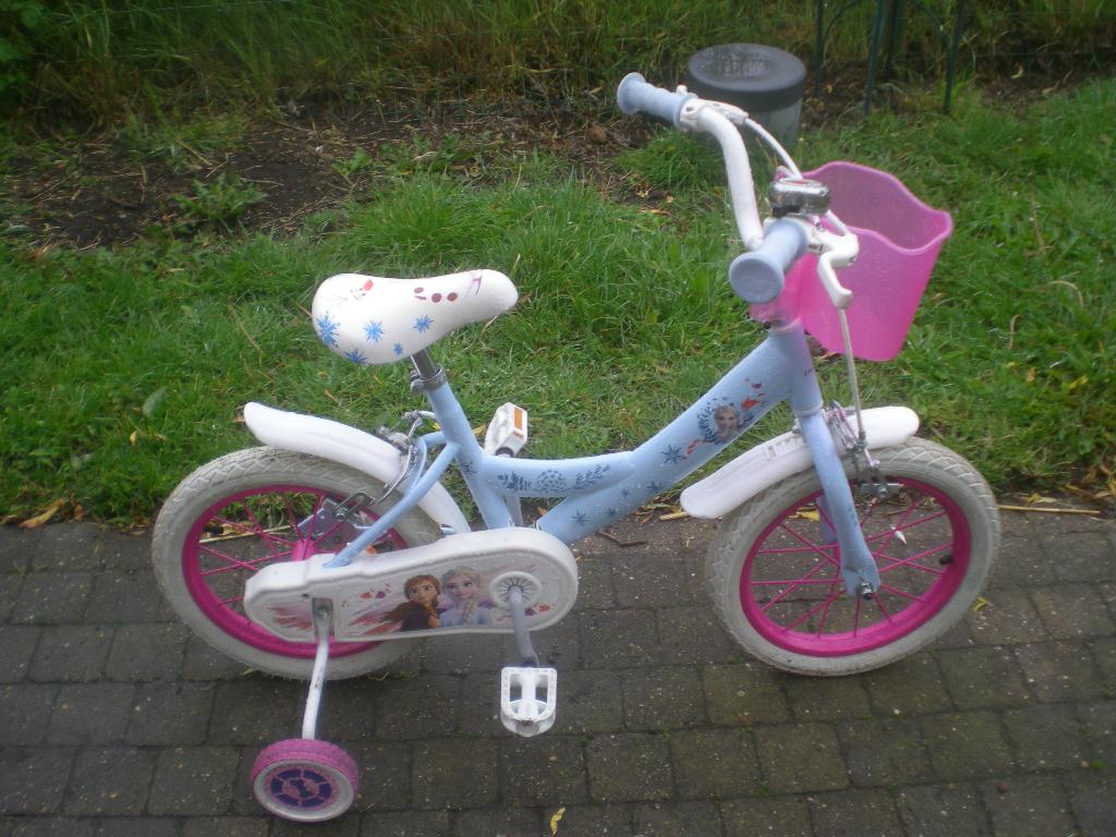 Meisjesfiets Frozen 14 inch, Ophalen, Zo goed als nieuw, 14 inch of minder, Handrem