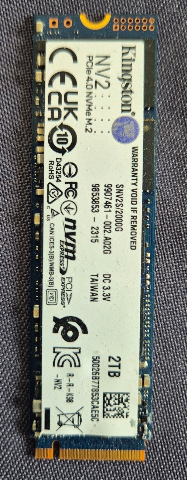 Kingston nv2 2tb, Computers en Software, Harde schijven, Ophalen, Intern, Gebruikt, Kingston