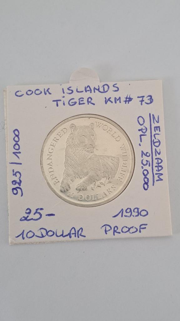 Îles Cook 10 dollars 1990 AG PROOF op.25 000, Timbres & Monnaies, Monnaies | Océanie, Enlèvement ou Envoi