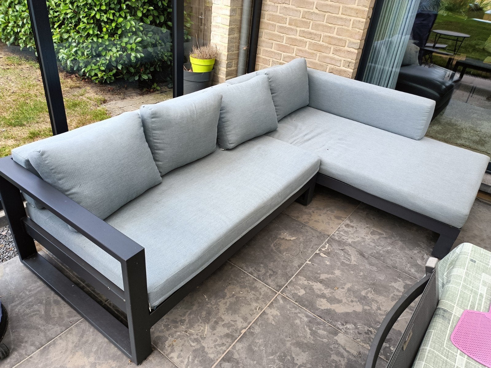loungeset, Tuin en Terras, Ophalen, 4 zitplaatsen, Aluminium, Zo goed als nieuw