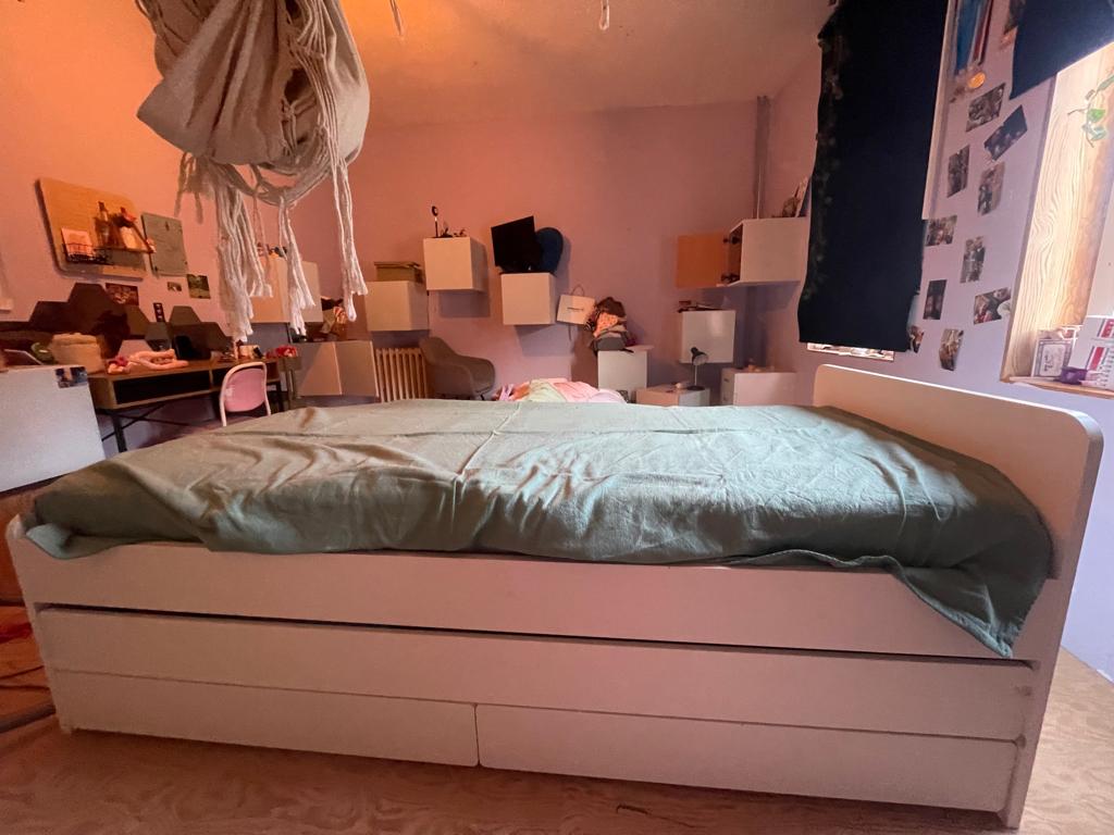bed, Ophalen, 85 tot 100 cm, Zo goed als nieuw, Lattenbodem