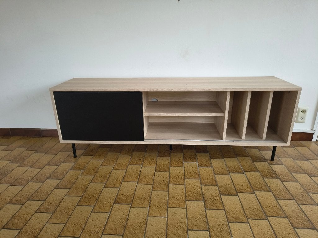TV meubel, Ophalen, Minder dan 50 cm, Teakhout, Zo goed als nieuw