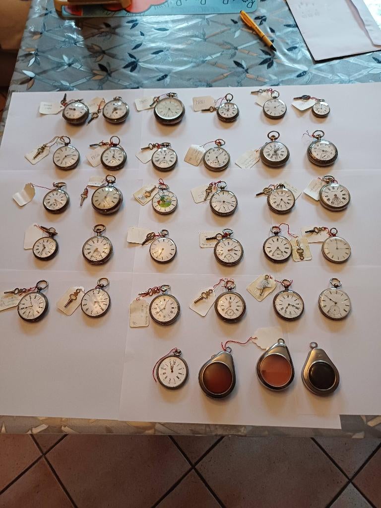 Collection de 30 montres à gousset argent !, Autres marques, Avant 1900, Enlèvement, Montre de poche